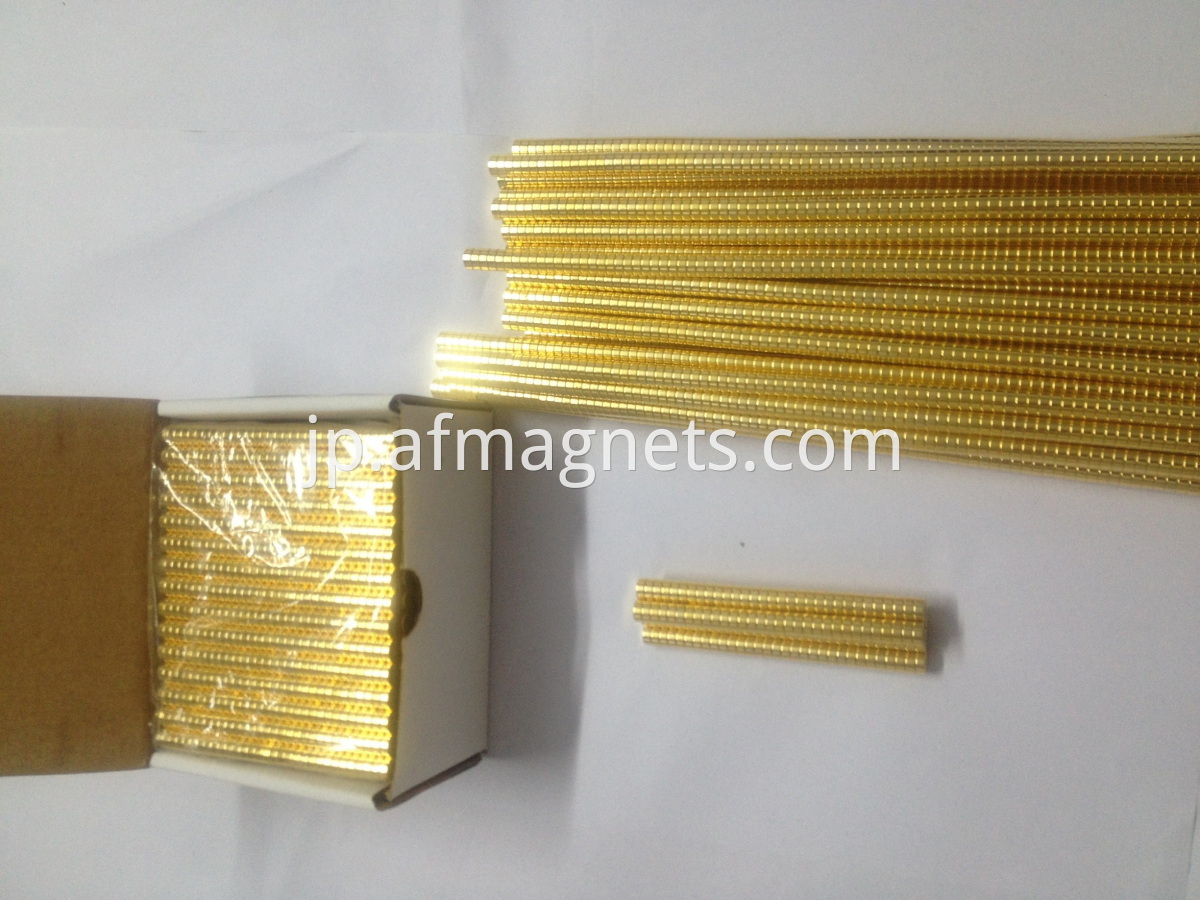 Neodymium Magnets Gold Coated D6.35x2.54mm